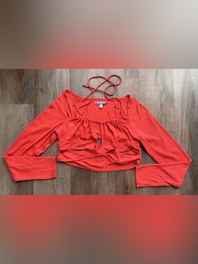URBAN OUTFITTERS | Ribbed Cut Out Crop Top | Wrap Front Tie Top | Y2K
